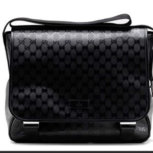 Black leather (coated canvas) Gucci Diaper Bag